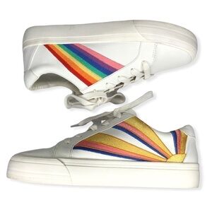 Gianni Bini Day-Dreamin Rainbow Leather Lace-Up Sneaker.